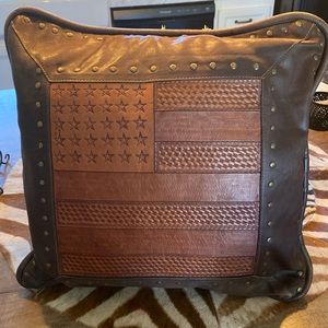 Leather accent, pillow.